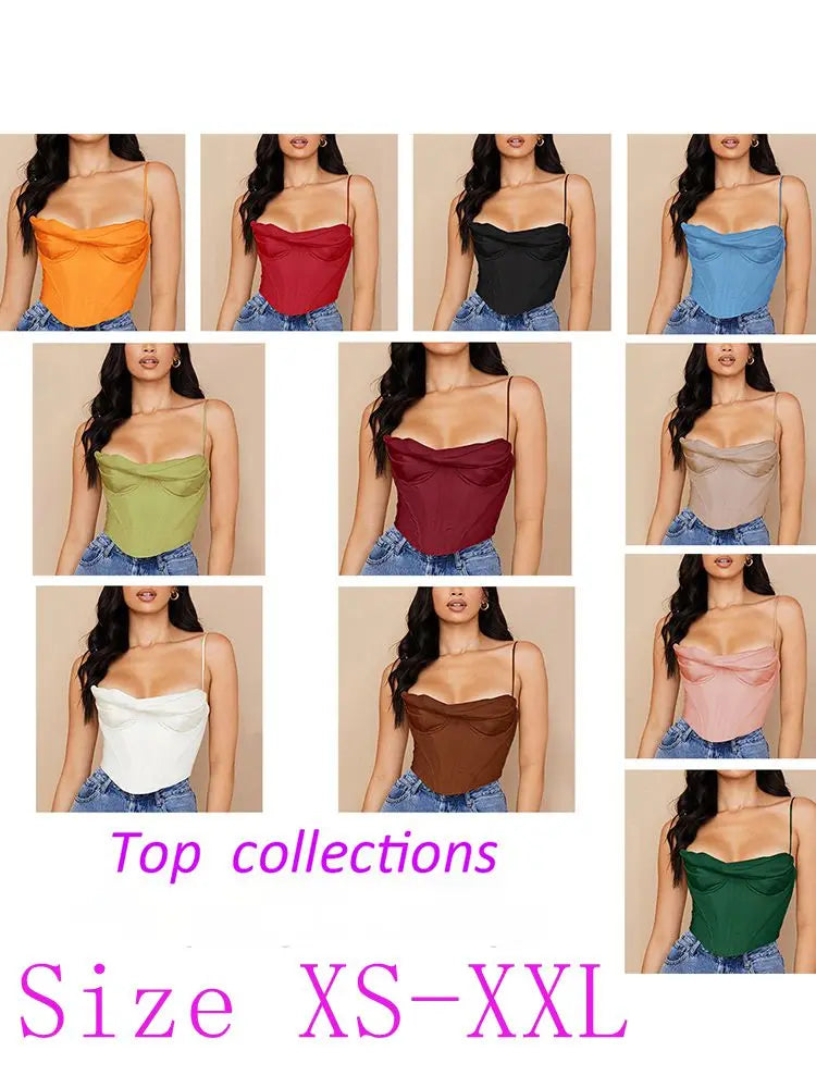 High Quality Summer Corset Top Y2k Women 2021 Lined Sexy Bodycon Top Draped Black White Female Padded Top for Party Club