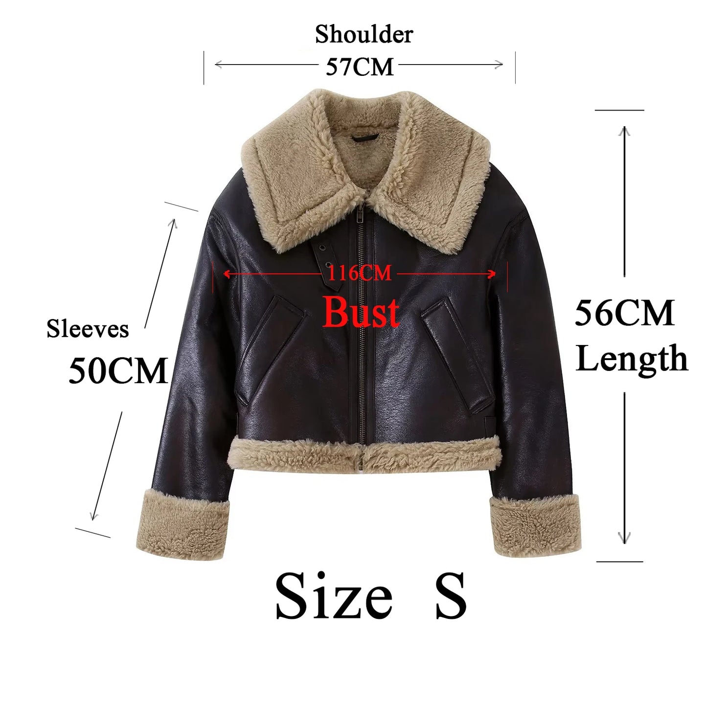 Nordsdom 2023 Autumn Winter New Women's Thickened Warm Double-sided Short Jacket Women's Brown Coat