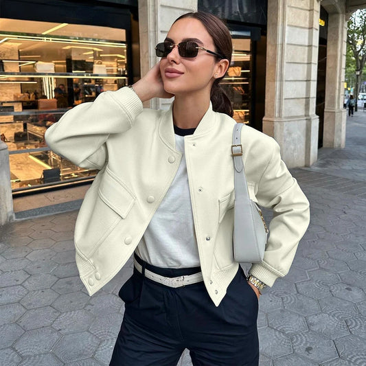 Nordsdom 2023 Women Solid Bomber Jacket Sets Autumn Long Sleeve Coats And Half Shorts  Set Streetwear Female Coat Winter