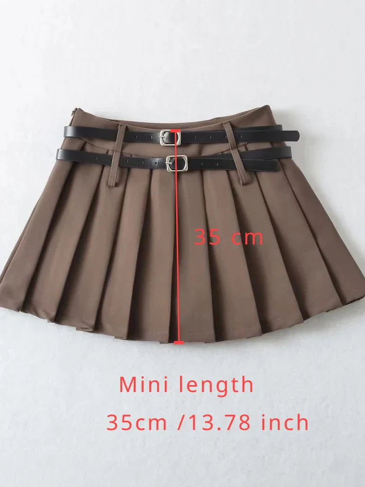 Nordsdom2023 Women Sweet Pleated Plaid Skirt England Style Short High Waist Skirts Chic Sashes Side Zipper Skirts