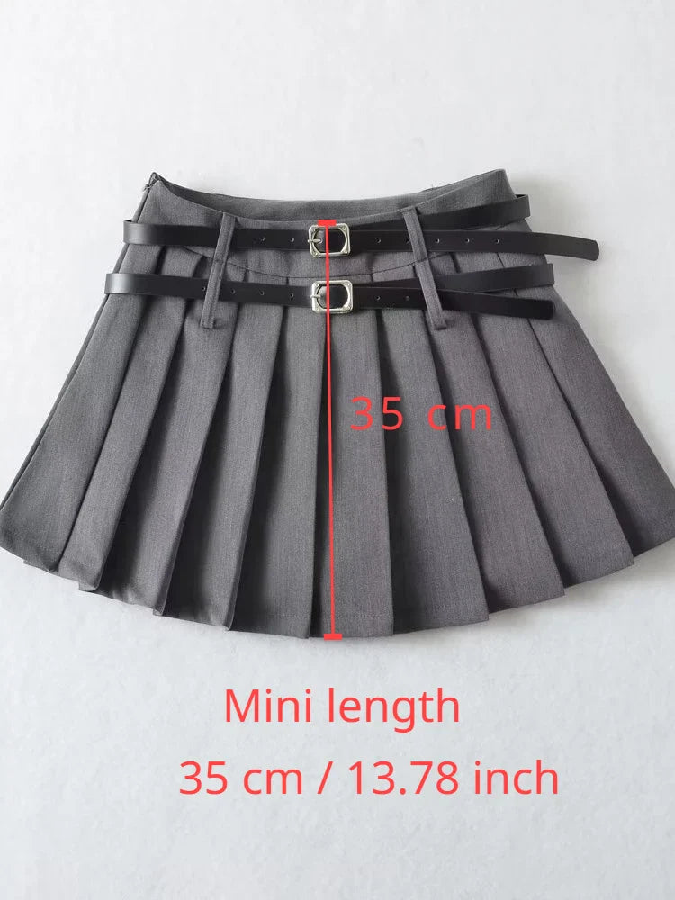 Nordsdom2023 Women Sweet Pleated Plaid Skirt England Style Short High Waist Skirts Chic Sashes Side Zipper Skirts