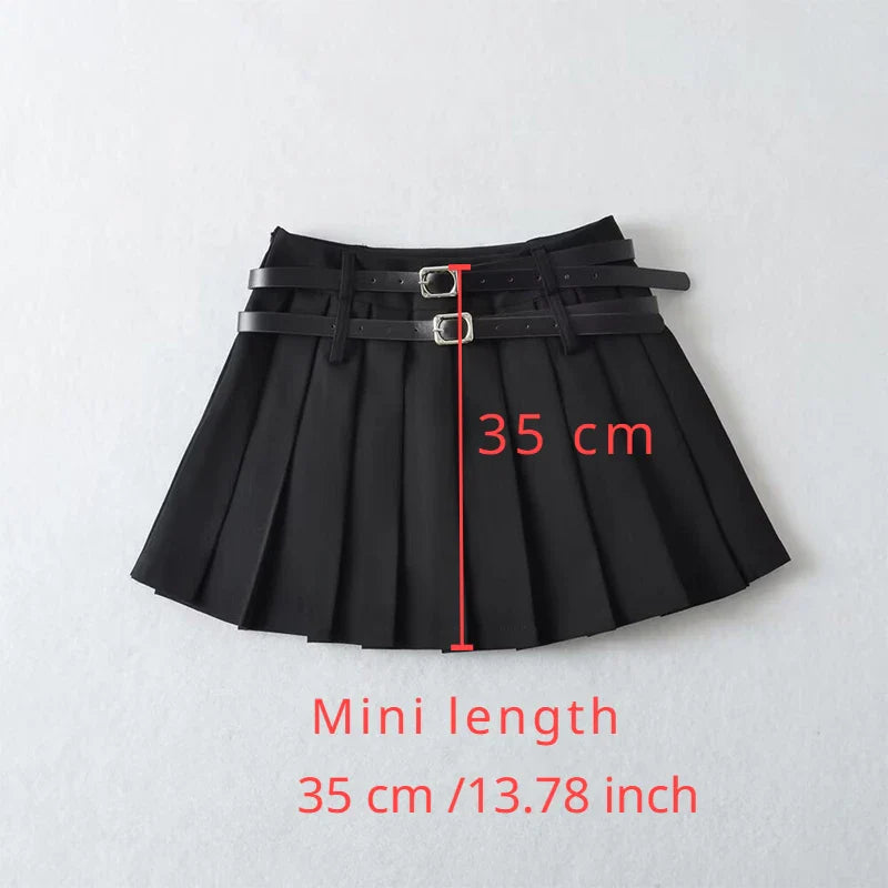 Nordsdom2023 Women Sweet Pleated Plaid Skirt England Style Short High Waist Skirts Chic Sashes Side Zipper Skirts