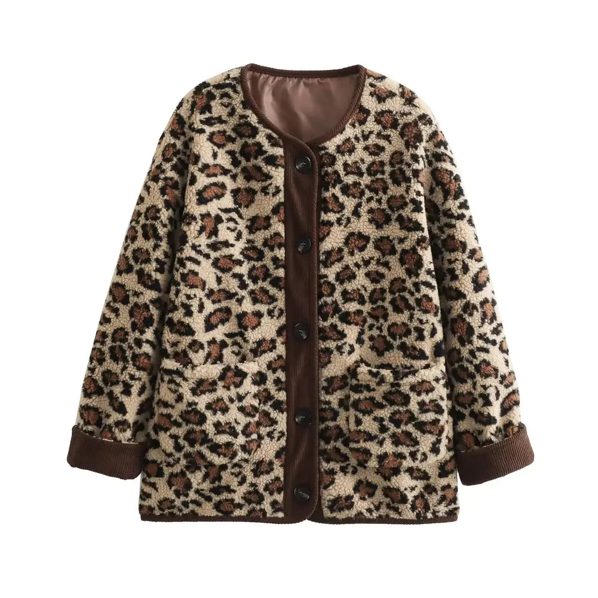 Nordsdom Autumn Leopard Jacket Coat Women 2024 New Arrivals O Neck Single Breasted Jacket Casual Female Coat