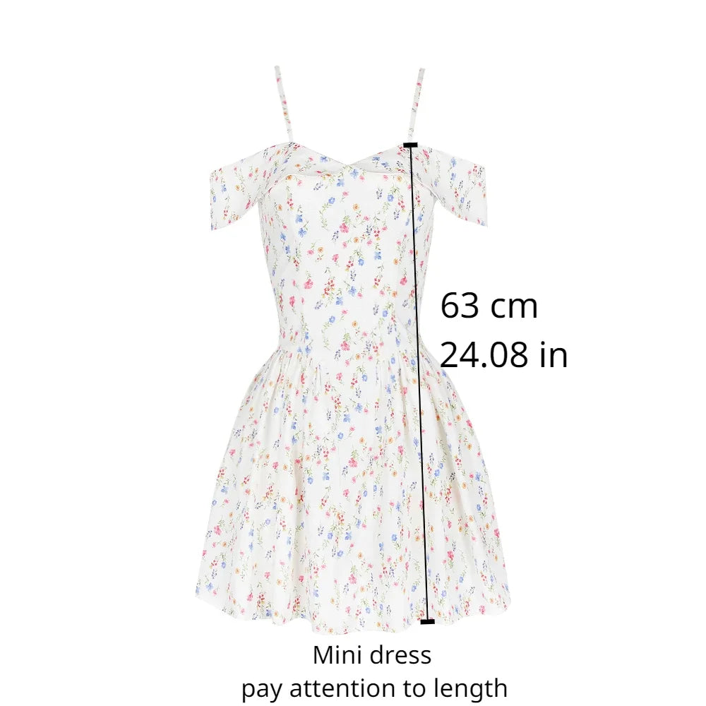 Nordsdom Fashion Summer Dresses 2024 Floral Print Short Party Dresses Off The Shoulder Tulle Dress A Line Women's Clothing