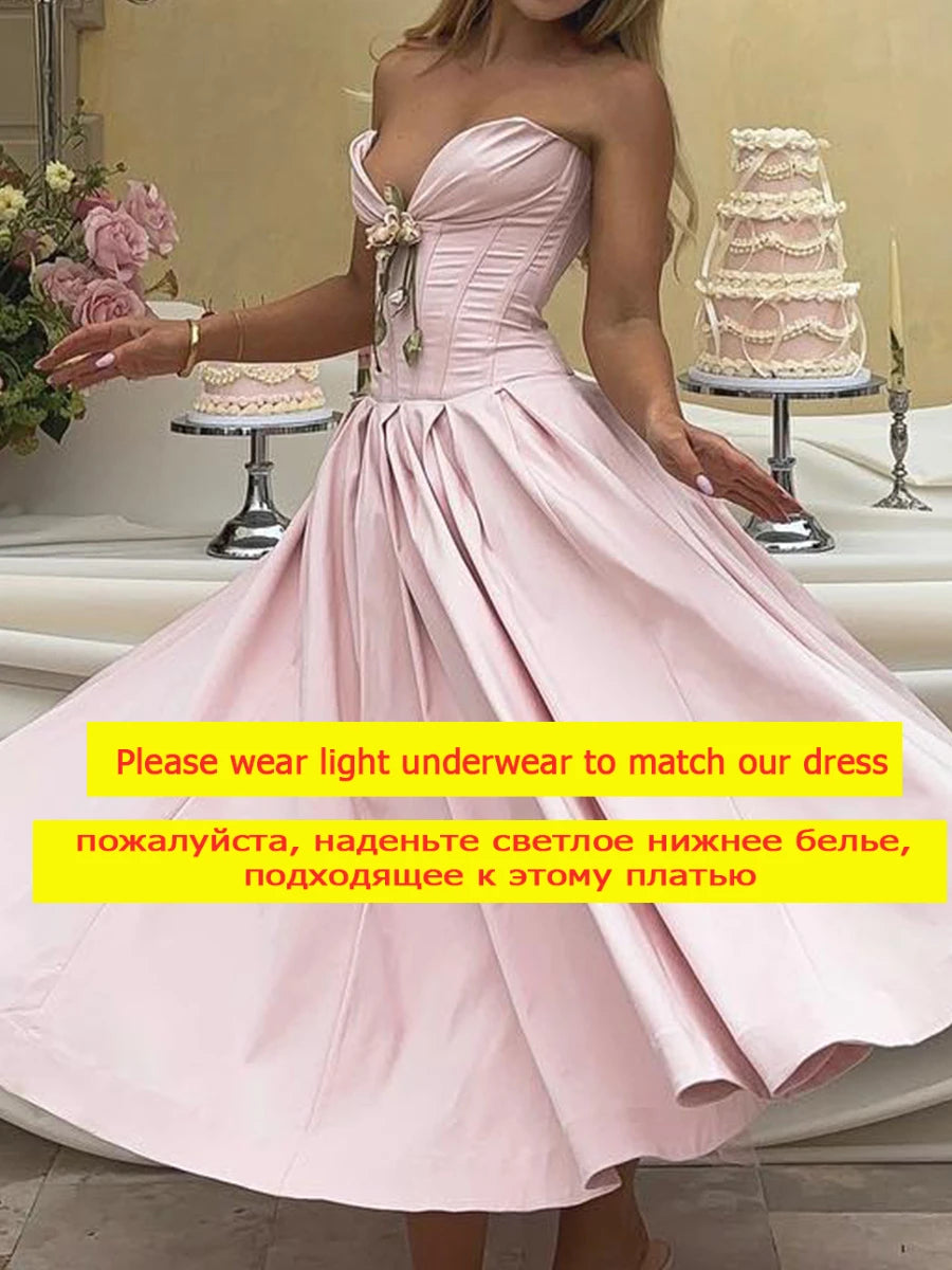 Nordsdom Summer Formal Occasion Strapless Dress Sexy Elegant Fit and Flare Birthday Party Dresses Red Women's Clothing