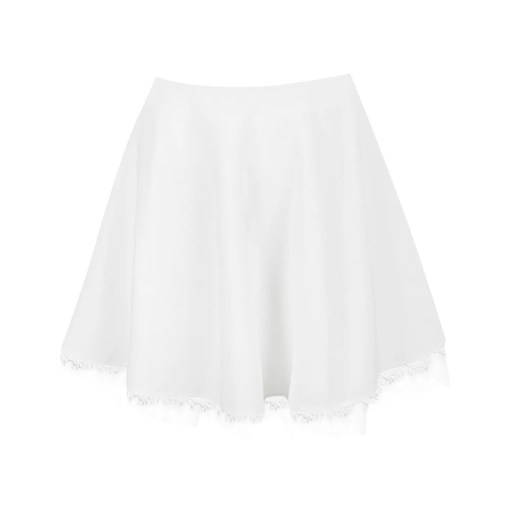 NordsdomSummer High Waist Skirt Women 2023 Elegant Lace A Line Skirt  White Y2k Vitange Casual Party Clubwear