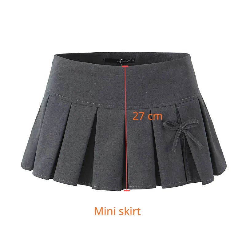 NordsdomSummer High Waist Skirts A Line Pleated Skirt Mini Gray Student Clubwear Casual Women's Clothing