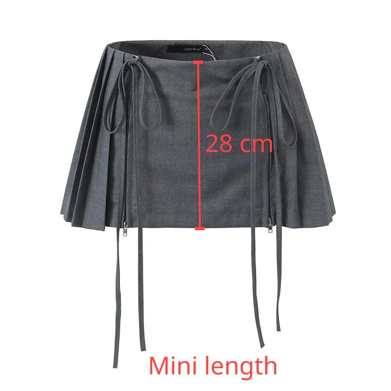 NordsdomSummer High Waist Skirts A Line Pleated Skirt Mini Gray Student Clubwear Casual Women's Clothing