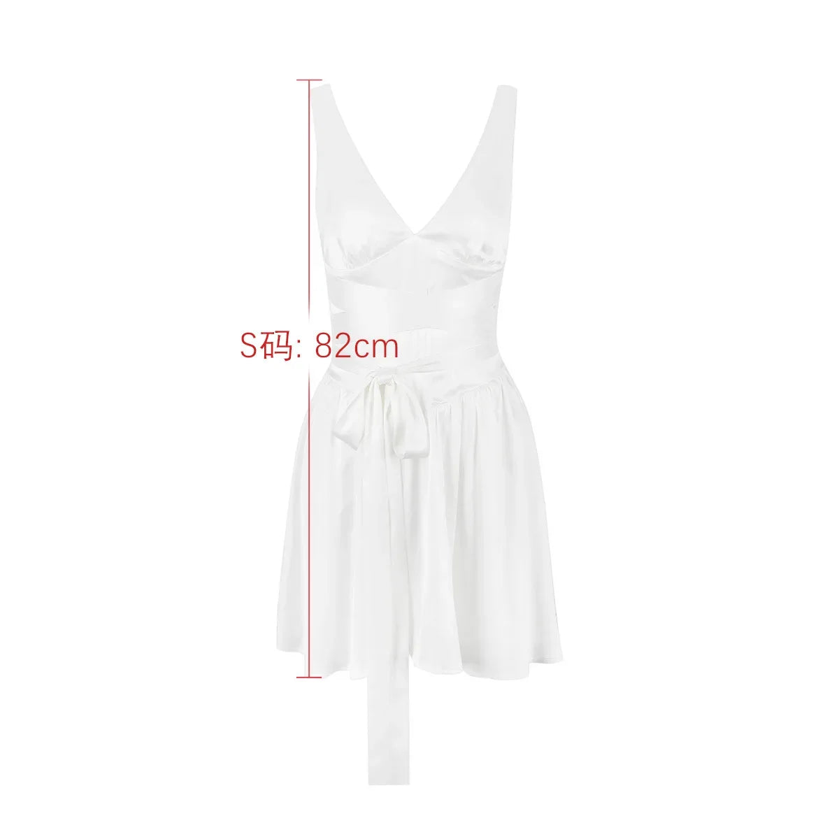 Nordsdom White Birthday Dress for Women Sexy Backless A Line Dress with Belt Satin Dress Deep V Neck Casual Vacation Dress