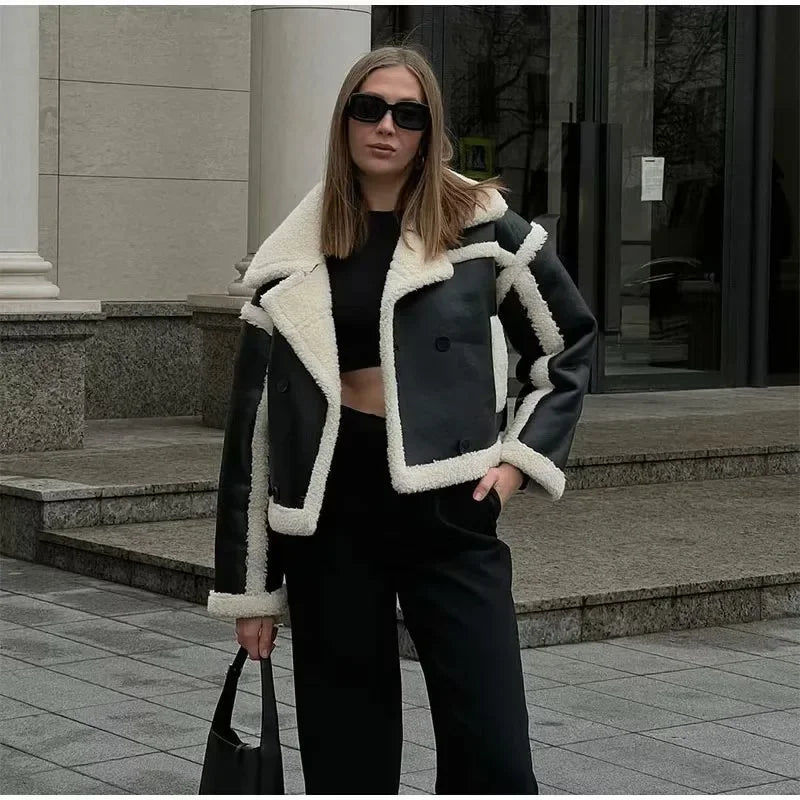 Nordsdom Women's Wear 2024 Autumn/Winter New Product Blended Long Sleeve Collar Warm Coat Cotton Jacket 2024